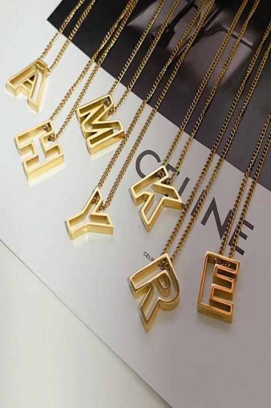 Cutout Initial Letter Necklace - Spoiled Me Rotten 