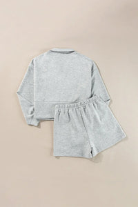 Half Zip Long Sleeve Shorts Set - Spoiled Me Rotten 