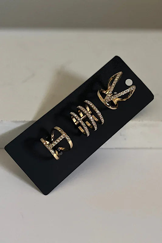 Rhinestone Cutout Ring Set - Spoiled Me Rotten 