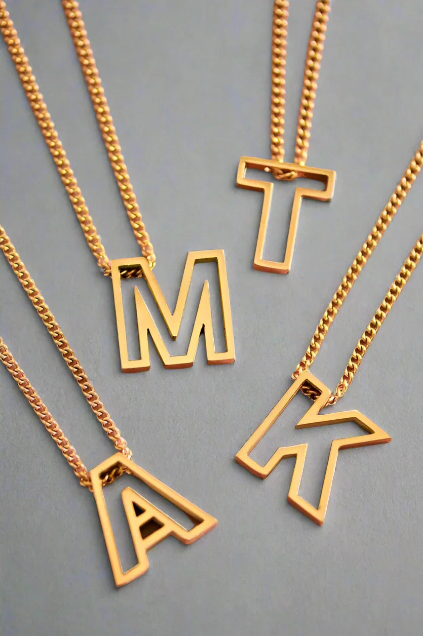 Cutout Initial Letter Necklace - Spoiled Me Rotten 
