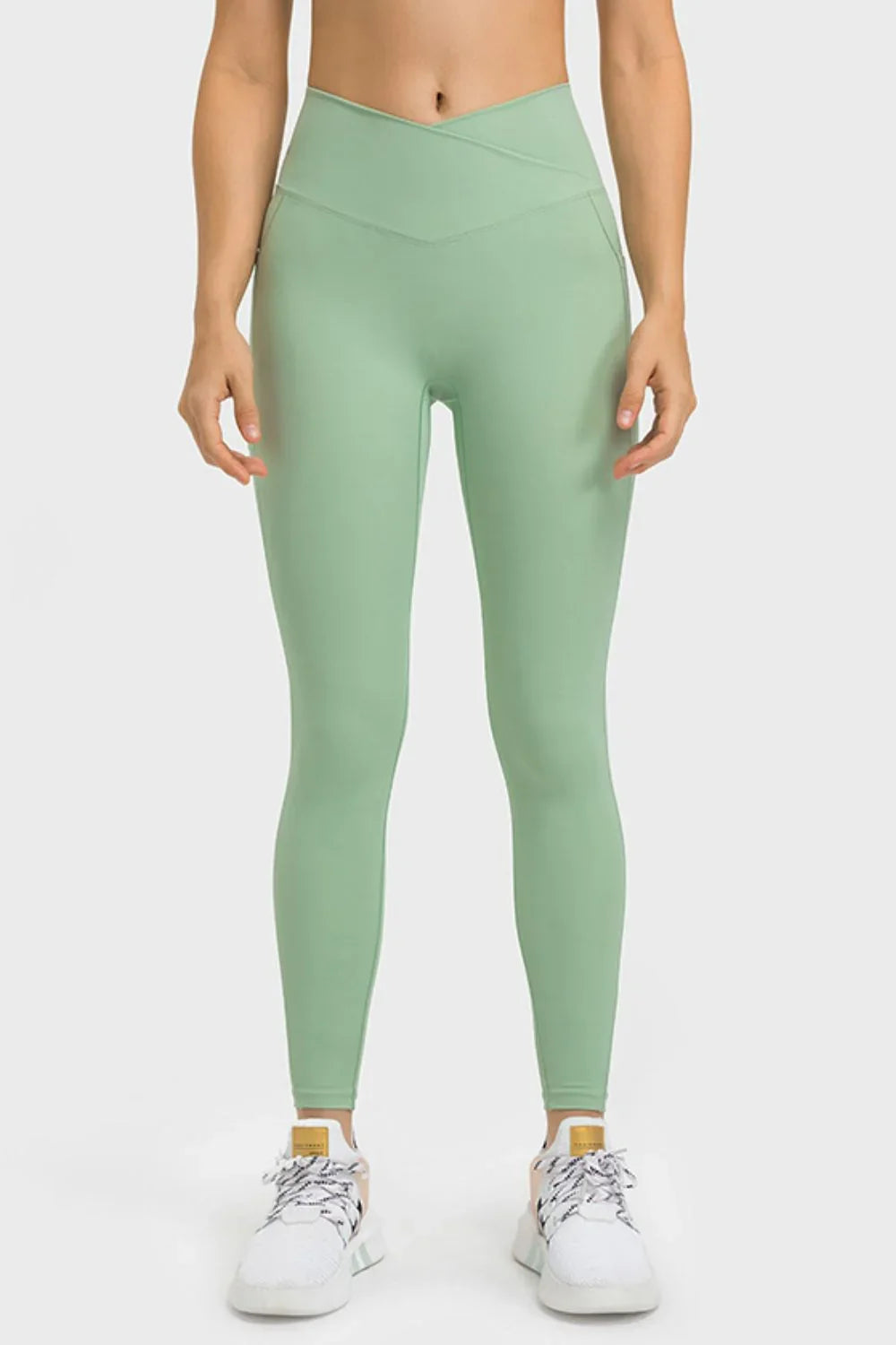 V-Sculpt Yoga Leggings with pockets front view on model
