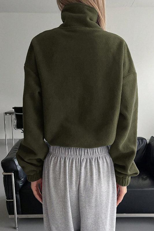 Honey Zip Up Long Sleeve Cropped Jacket - Back view