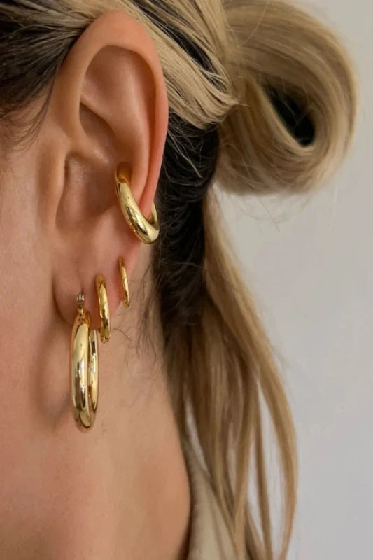Cuff Joy Earrings in stainless steel, C-shape clip-on design