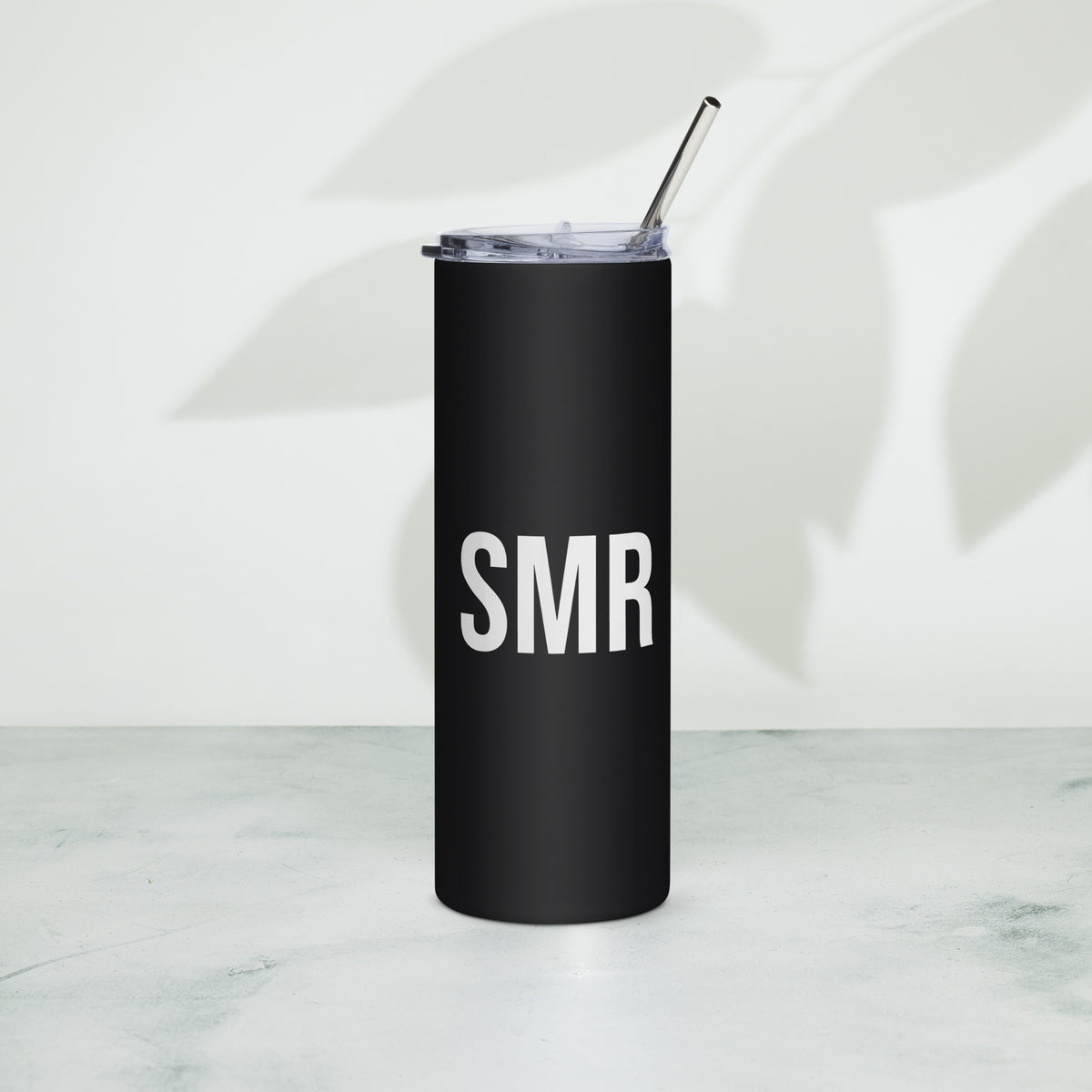 20oz matte black stainless steel tumbler with leakproof lid