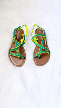 GREEN CONTRAST STRAPPY SANDALS - Spoiled Me Rotten 