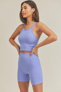 Ribbed Seamless Crop Tank Set - Spoiled Me Rotten 