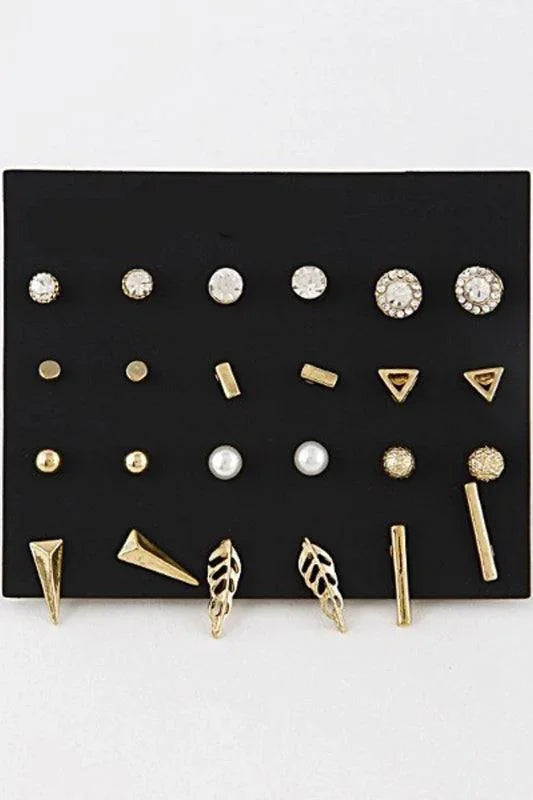 Mixed Gold Stud Earrings - Spoiled Me Rotten 