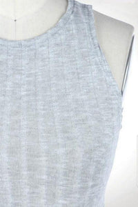 Women's ribbed sleeveless cropped top heather gray - detail view