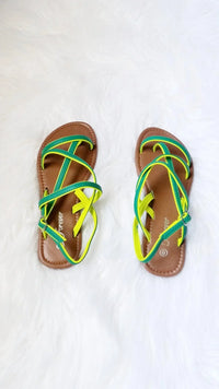 GREEN CONTRAST STRAPPY SANDALS - Spoiled Me Rotten 