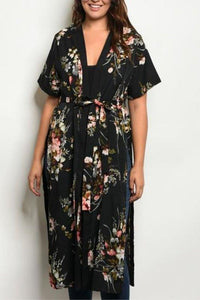 Plus Size Floral Longline Kimono - Spoiled Me Rotten 