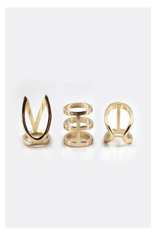 Rhinestone Cutout Ring Set - Spoiled Me Rotten 