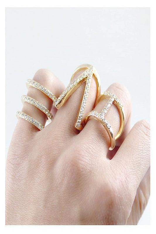 Rhinestone Cutout Ring Set - Spoiled Me Rotten 