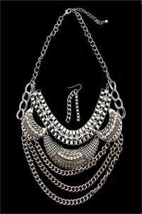 TRIBAL BIB DRAPERY METAL NECKLACE SET - Spoiled Me Rotten 