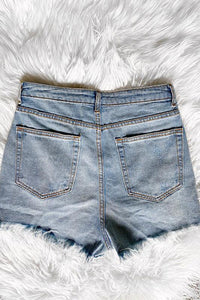 High Waisted Ripped Denim Short - Spoiled Me Rotten 