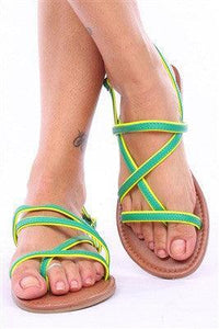 GREEN CONTRAST STRAPPY SANDALS - Spoiled Me Rotten 