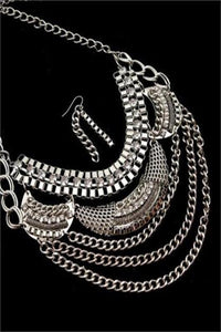 TRIBAL BIB DRAPERY METAL NECKLACE SET - Spoiled Me Rotten 