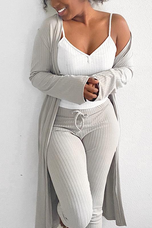Brittany Ribbed Cardigan Set - Spoiled Me Rotten 